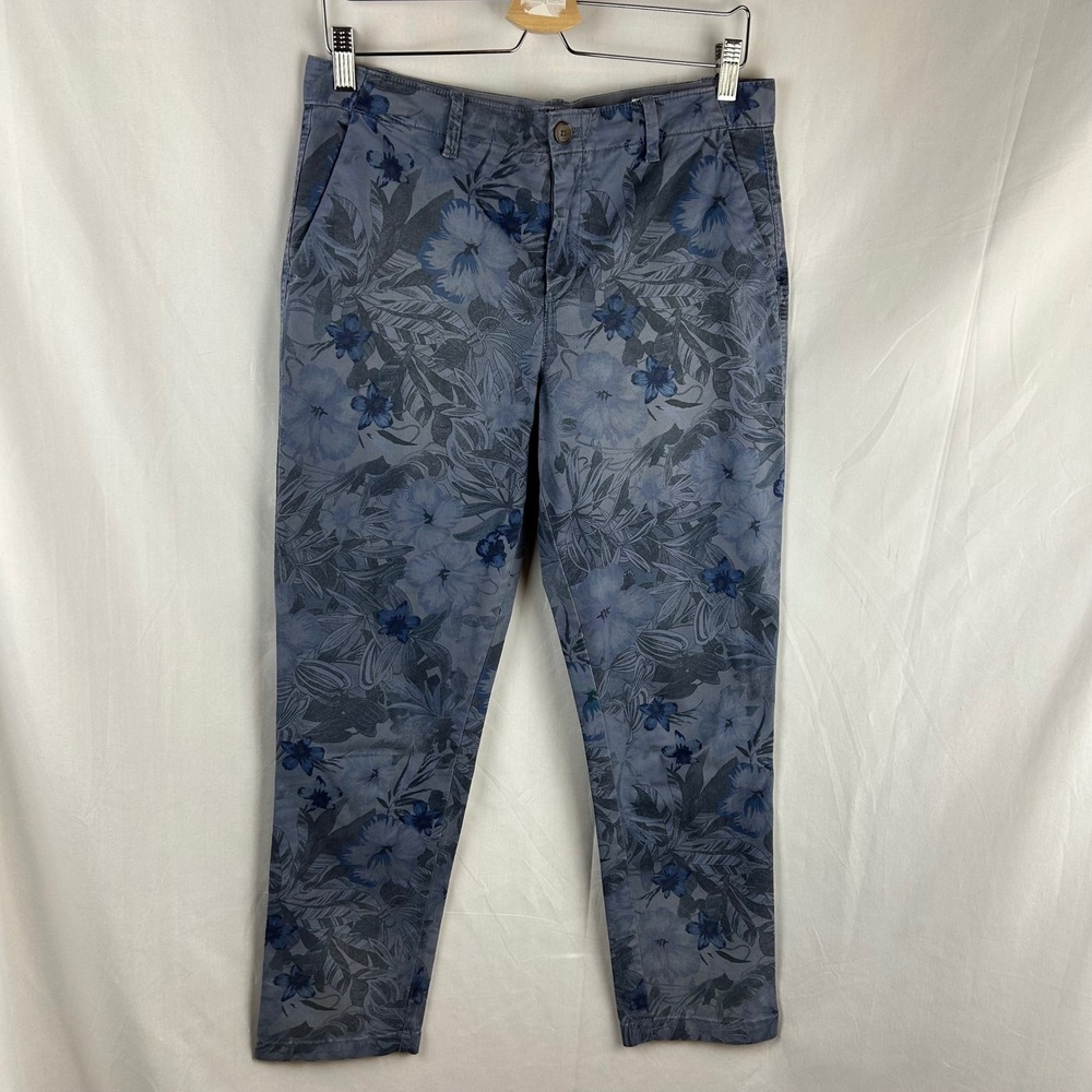 GAP Womens Blue Tropical Floral Girlfriend Chinos Pants Size 8 Relaxed Tapered - Picture 2 of 8